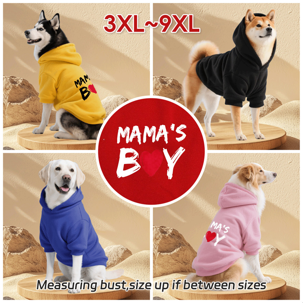 Áo Hoodie cho chó lớn 3XL-9XL, in hình bé trai của mẹ, phong cách chui đầu, Có 6 màu, Vải mềm, Thoải mái, thoáng khí, ấm áp, có thể giặt được, Thích hợp cho tất cả các giống chó lớn