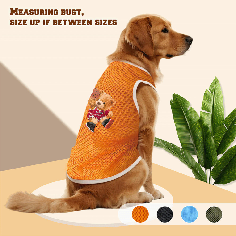 Áo vest lưới chó lớn 3XL-6XL, gấu bóng rổ, chanh, in hình capybara, phong cách chui đầu, có sẵn 4 màu, thoải mái và thoáng khí, có thể giặt được bằng máy, thích hợp cho tất cả chó lớn