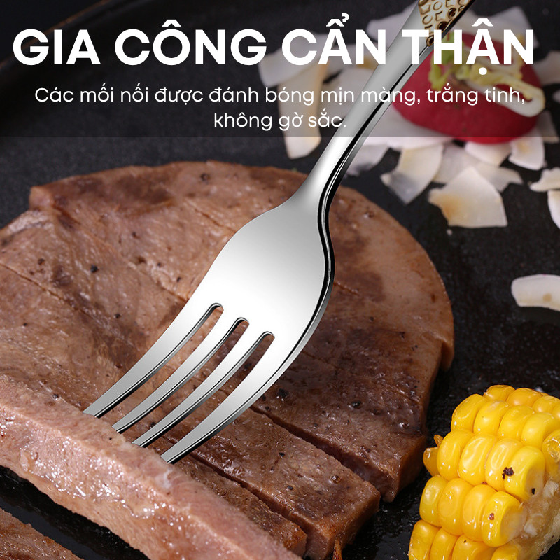 Bộ Dao Thìa Nĩa Inox 410 Bít Tết Cao Cấp Mạ Vàng Star Diamond - Dùng Cho Nhà Hàng, Khách Sạn, Tiệc Buffet | 357