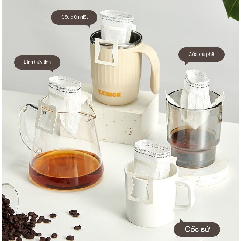 Phin cà phê mini di động, thưởng thức cà phê trên hành trình, Phin giấy pha cà phê, Set 50c, túi lọc cà phê, tiện dụng
