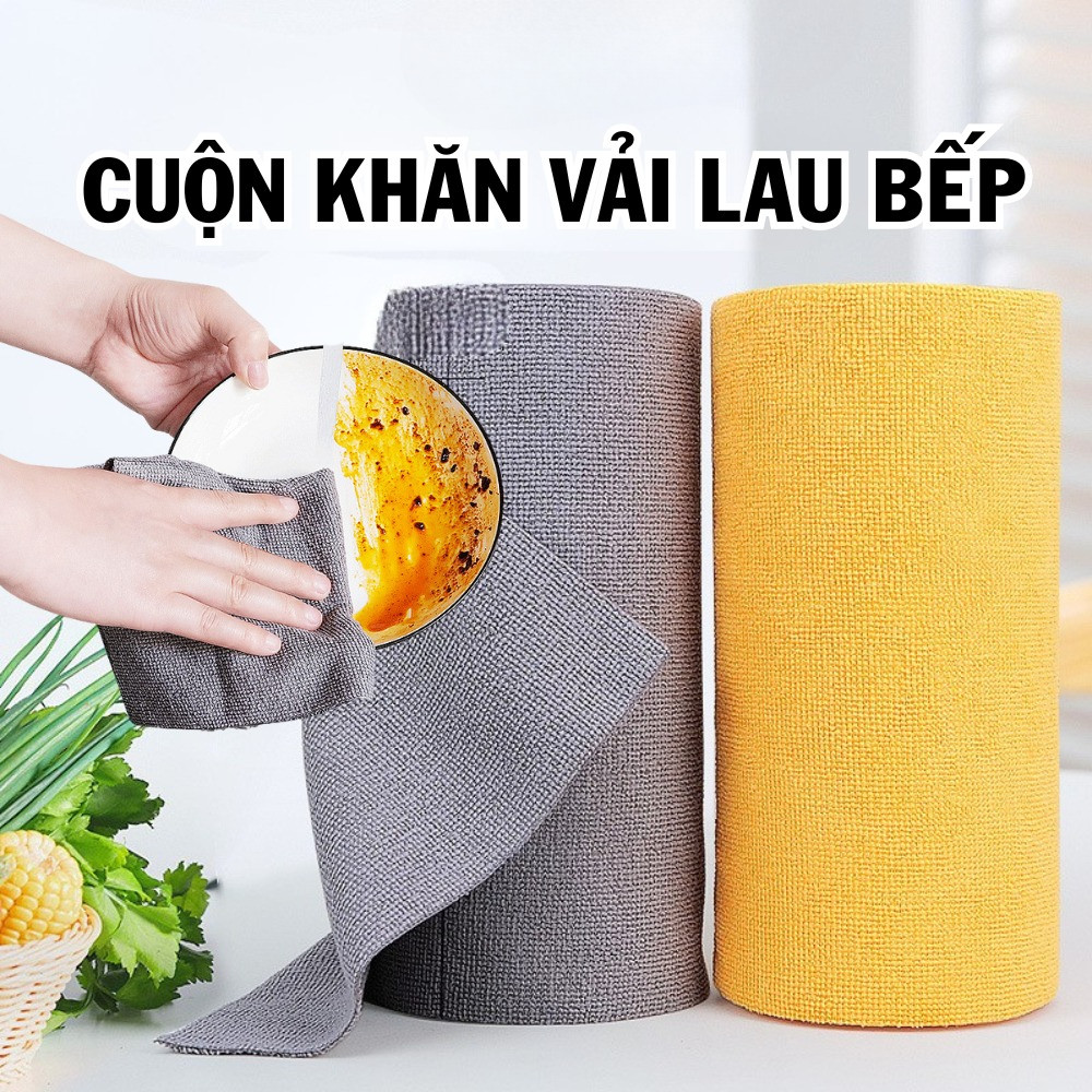 Cuộn Khăn Vải Lau Bếp Đa Năng Siêu Thấm Nước, Chống Dầu Mỡ, Khăn Vải Lau Bếp Tái Sử Dụng Nhiều Lần DINO