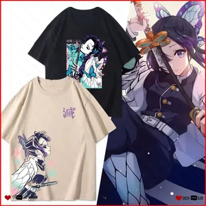 YB1 Demon Slayer Kimetsu No Yaiba 220g cotton dày tee Kochou Shinobu Áo thun Anime tay ngắn hàng đầu BY1