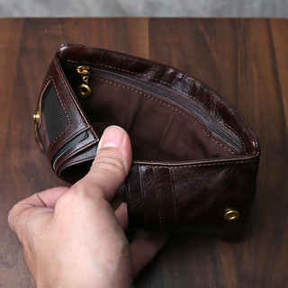 Phong Cách Mới Lớp Đầu Tiên Da Bò Nam Da Thật Ví Gấp Ngắn Đựng Thẻ Đơn Giản Retro