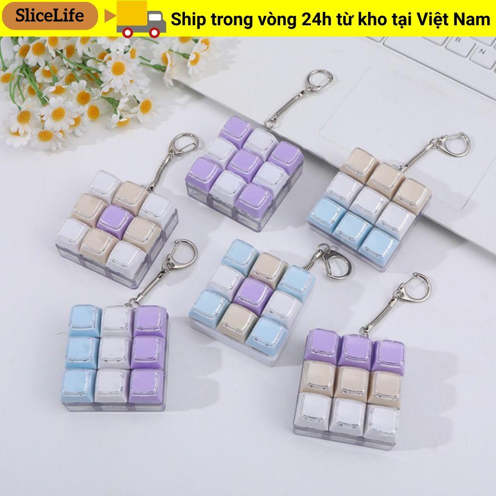Móc khóa trò chơi bàn phím SLICELIFE, DIY Chống căng thẳng Ngón tay 9 bàn phím Quà tặng đồ chơi chìa khóa, Sáng tạo Fidget Giải nén Nút giảm căng thẳng Keycap Túi sáng tạo Mặt dây chuyền bé trai bé gái
