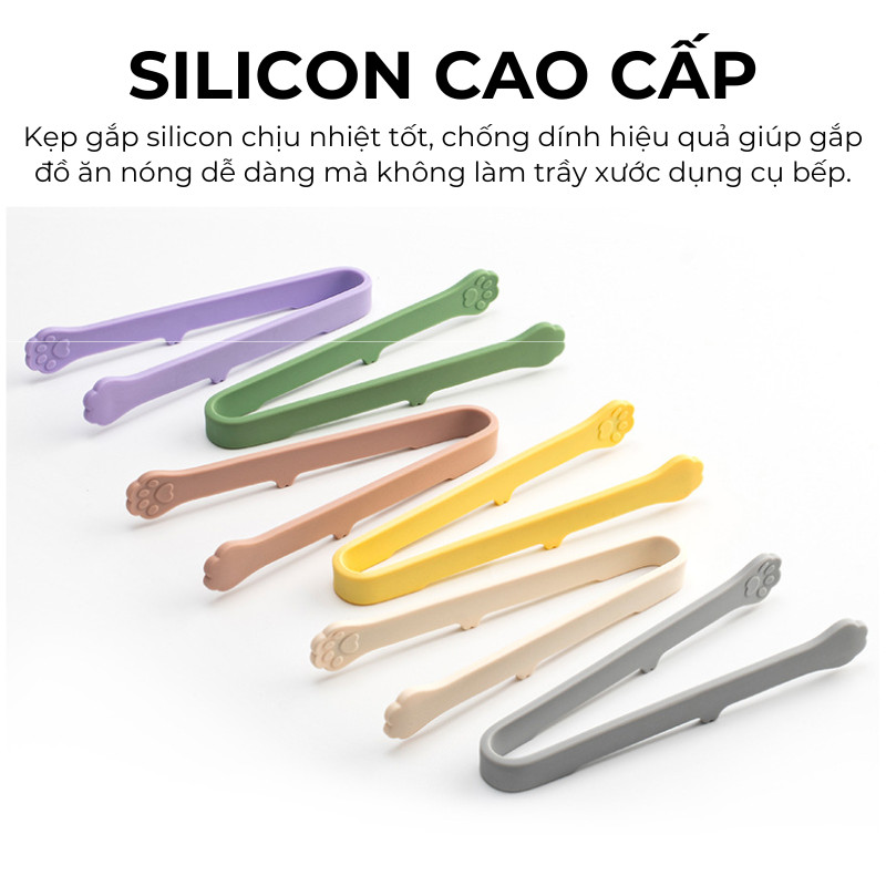 Kẹp Silicon Chân Mèo KOOBEE 14.5cm Có Chân Gác -  Kẹp Gắp Mini Chống Dính Gắp Đồ Ăn Đa Năng | 382