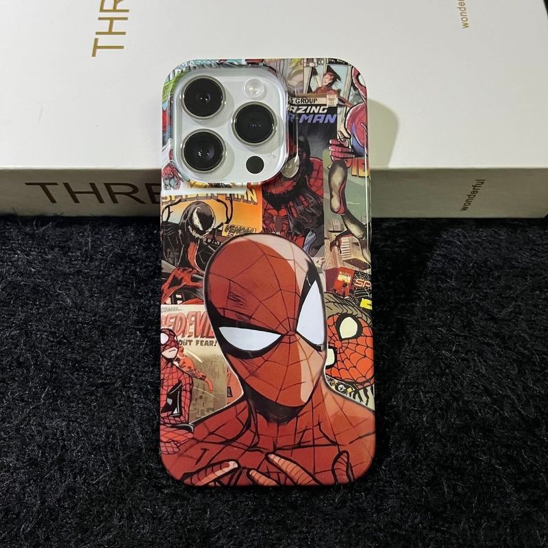 Ốp Điện Thoại Ins Style Spiderman QYJS Thích Hợp Cho IPhone 11 16 15 14 13 ProMax 17 AIR 12 PRO 7 8 PLUS XR XSMAX Vỏ Cứng Phim Bóng Cao Cấp