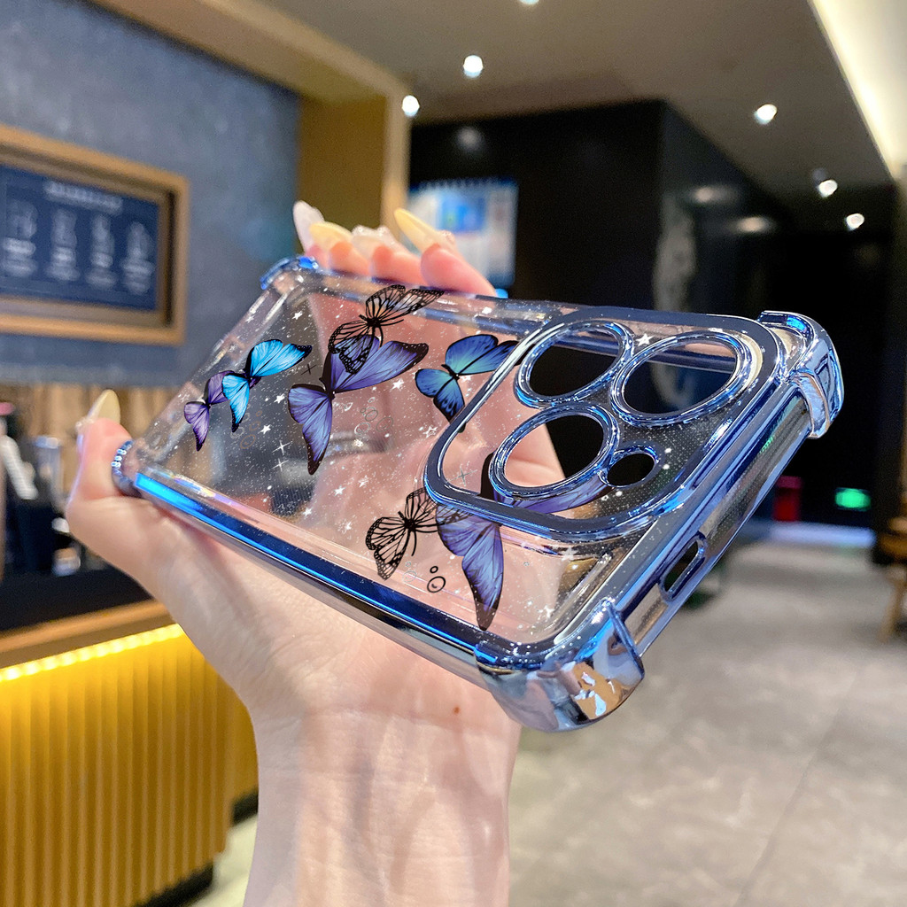 Tương thích với Infinix Hot 50i 40i 40 Pro 30 Play Note 30 Smart 9 8 Vỏ mạ trong suốt hình bướm sang trọng Vỏ chống rơi
