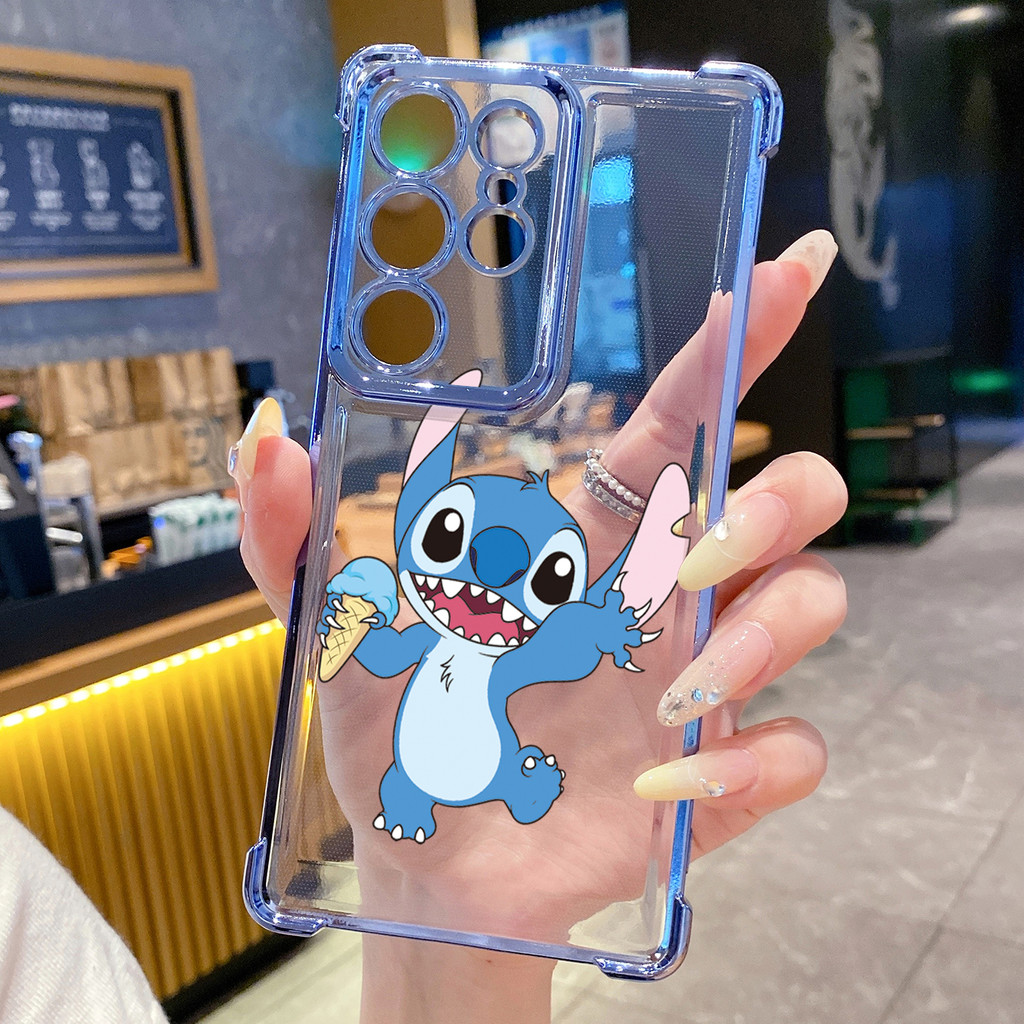 Tương thích với Samsung Galaxy S25 S24 S23 Ultra S22 Plus S21 FE S20 Icecream Couple Stitch Clear Plating Case Chống rơi