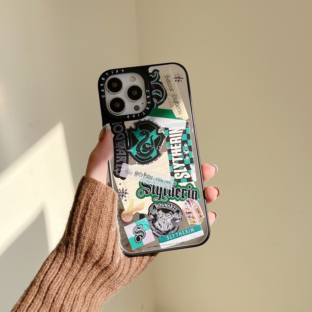 Ốp Lưng Gương HP Hogwarts Gryffindor Slytherin Biểu Tượng Wizard Magic Vỏ Cứng Tương Thích Cho iPhone 17 Pro Max Air Plus 16 / 15 / 14 / 13 / 12 / 11