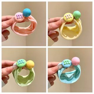 Dây buộc tóc đính hạt chữ cái nhiều màu sắc như kẹo, dây buộc tóc co giãn tốt dành cho bé gái, dùng để buộc tóc đuôi ngự