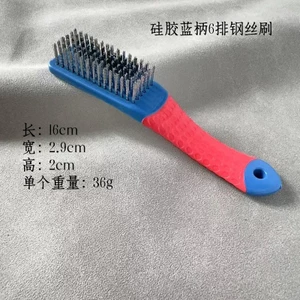 ✪Wenwan 6 Hàng Dây Thép Bàn Chải Tay Cầm Silicon 304 Dây Thép Không Gỉ Bàn Chải Kim Loại Loại Loại Bỏ Sơn Rỉ Bàn Chải Wenwan Đánh Bóng Trong Suốt 6BBA
