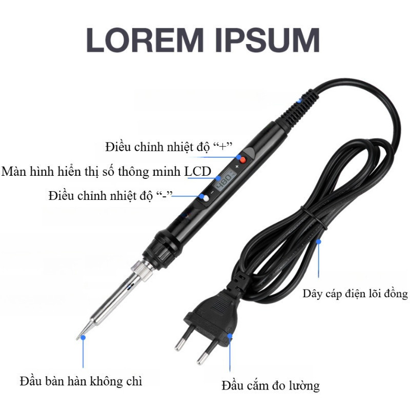 Mỏ Hàn Điện Tử 80W 220V – Màn Hình LCD, Điều Chỉnh Nhiệt Độ, Hàn Chì Nhanh, Thiết Kế Chuyên Dụng Cho Thợ Điện