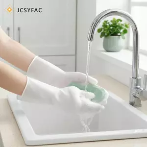 JCSYFAC Găng Tay Làm Việc Nhà Nhựa Chống Thấm Nước 2 Đôi Có Thể Tái Sử Dụng Cho Nhà Bếp Phòng Tắm Vệ Sinh Giặt Giặt ks Mới
