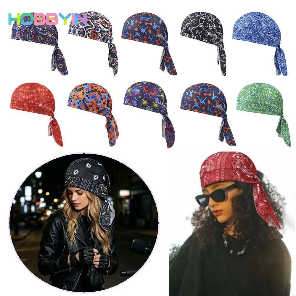 Mũ Hijab HOBBYIN, Khăn trùm đầu Bandana thoáng khí có thể điều chỉnh, Phụ kiện thời trang Đàn hồi In Paisley Mũ Bandana thoải mái Unisex