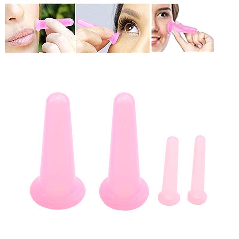 Cá tuyết 4pcs Silicone giác hơi massage thiết lập cho khuôn mặt, cổ, mắt & cơ thể chống lão hóa trị liệu
