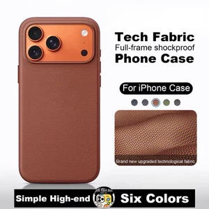 Ốp điện thoại dệt công nghệ màu trơn bằng da cho iPhone 17Pro Max 17 16 15 Pro Max Vỏ bảo vệ chống sốc