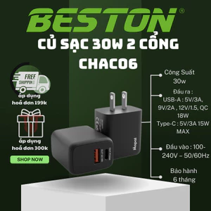 Củ Sạc nhanh 20W 30W , cáp sạc nhanh Beston mopal 2 cổng Type C /USB cho điện thoại , máy tính bảng
