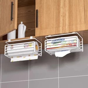Giá Treo Khăn Nhà Bếp Không Đục Lỗ Dưới Tủ Móc Treo Đa Năng Khăn Lau Ướt Cuộn Giấy Giá Để Đồ Dưới Bàn Giấy Hộp Giá WYZS