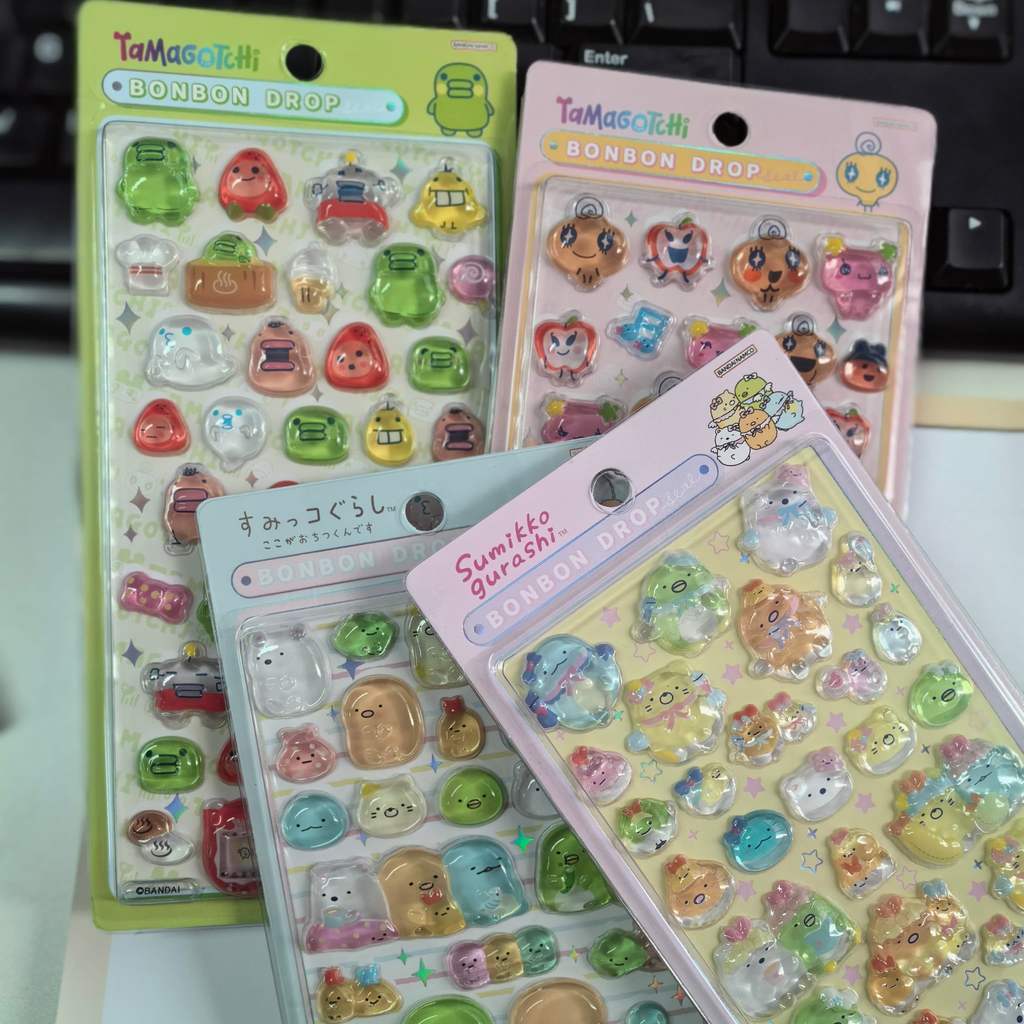 Sticker 3D Pha Lê Hình Sumikko Gurashi & Tamagotchi – Decal Dán Sổ Tay, Trang Trí DIY, Keo Cực Đẹp, Dễ Dán Cho Học Sinh