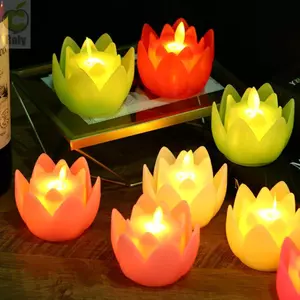 Đèn nến hoa sen ROLY Nến sinh nhật Đèn phong cảnh hoa Trang trí lễ hội Đèn Led điện tử