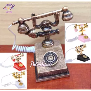 HFTOY 1 / 12 Nội thất nhà búp bê Thu nhỏ Điện thoại cổ điển Điện thoại cổ điển để bán buôn quà tặng ~
