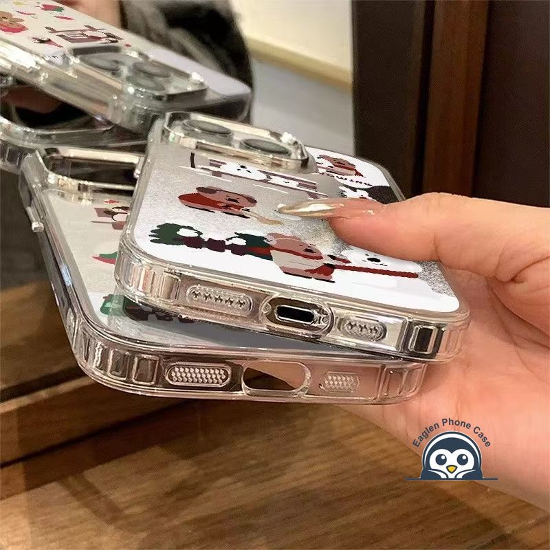 Ốp Điện Thoại Gương Gấu Giáng Sinh Dễ Thương Cho Realme C85 Pro C75X C75 C71 C63 C61 C67 C65 C55 C53 C51 C35 C33 C30 C25S C25Y C21Y C20A C17 C15 C12 C11 C1 Vỏ Hoạt Hình Ngộ nghĩnh Vỏ Tuyết