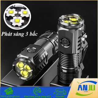 Đèn Pin Cầm Tay Siêu Sáng 200M - Vỏ Nhôm Bền, Chống Nước, Nam Châm & Móc Gài, Lý Tưởng Du Lịch