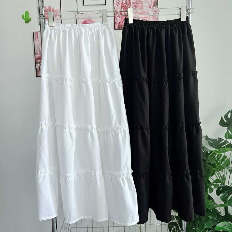 CHÂN VÁY MIDI DÁNG DÀI 4 TẦNG XOÈ BỒNG BỀNH DÀI 100CM CÓ QUẦN BẢO HỘ V2