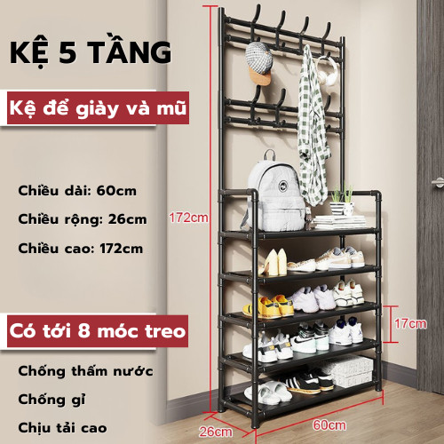 Kệ Giày 5 Tầng Có Màn Che Chống Bụi Tủ Giày Dép Đa Năng Tiết Kiệm Diện Tích, Gọn Gàng Cho Gia Đình