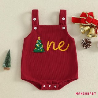 MG-Baby Bộ áo liền quần Giáng sinh Áo liền quần thêu chữ cây không tay