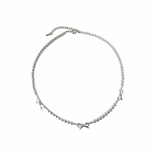 Vòng cổ bạc nơ ngọc trai phong cách Hàn Quốc sang trọng