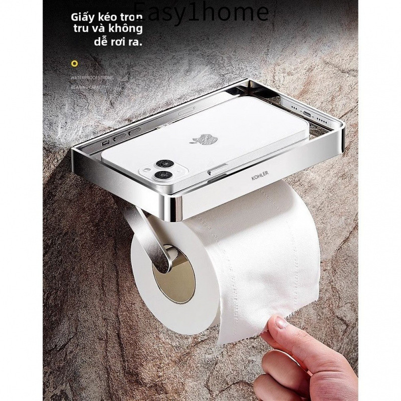 【 KOHLER 】 Giá đỡ khăn giấy bằng đồng và thép không gỉ, giá đỡ giấy vệ sinh, giá đỡ cuộn giấy vệ sinh, không cần khoan