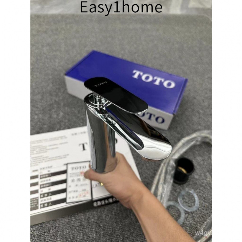 Vòi Chậu Rửa Một Lỗ Hoàn Toàn Bằng Đồng TOTO Mới Phòng Tắm Van Trộn Nóng Lạnh Chậu Rửa Chậu Rửa Chậu Rửa Vòi Đen Lạnh Đơ