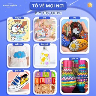 Hộp Màu Acrylic Marker 12/24/36/48/60 Màu Phi Hành Gia – Bút Lông Màu Brush Cao Cấp, Tô Vẽ DIY Trên Nhiều Chất Liệu