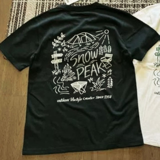 Chất Lượng Cao Nam Nữ Cổ Tròn Tay Ngắn Đỉnh Tuyết Graffiti Lều In Hình Tuyết Hàng Sẵn Có Áo Sơ Mi Cotton Cao Cấp XS-3XL