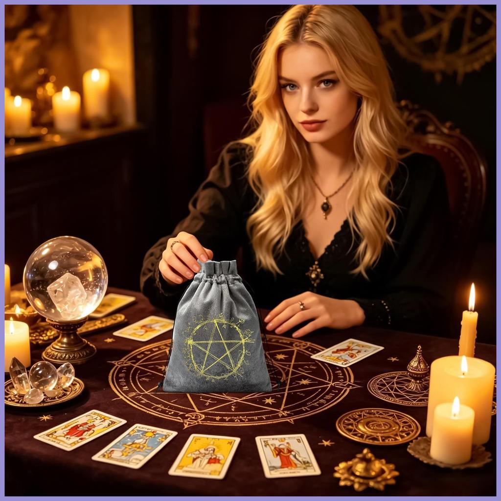 Túi Nhung Di Động Mềm Rune Vintage Lưu Trữ Nhung Xúc xắc Dây Rút Túi Trang Sức Trò Chơi Tokens Mặt Hàng Đảng mueadsyvn