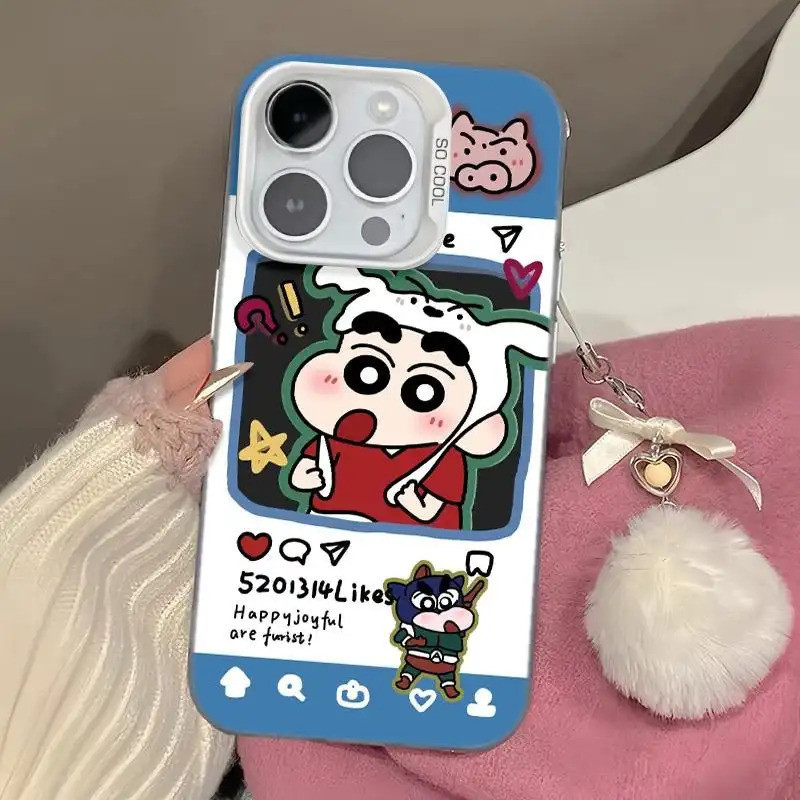 Ốp lưng chống sốc Crayon Shin-chan đôi, thiết kế hoạt hình dễ thương độc đáo thích iPhone 17/15/14/13/12/11 Pro Max/XS