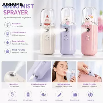 Máy tạo độ ẩm cầm tay JURHOMIE, Máy phun sương Nano có thể sạc lại USB, Máy phun sương di động Chăm sóc da bằng hương liệu Máy phun sương dưỡng ẩm dưỡng ẩm mùa hè
