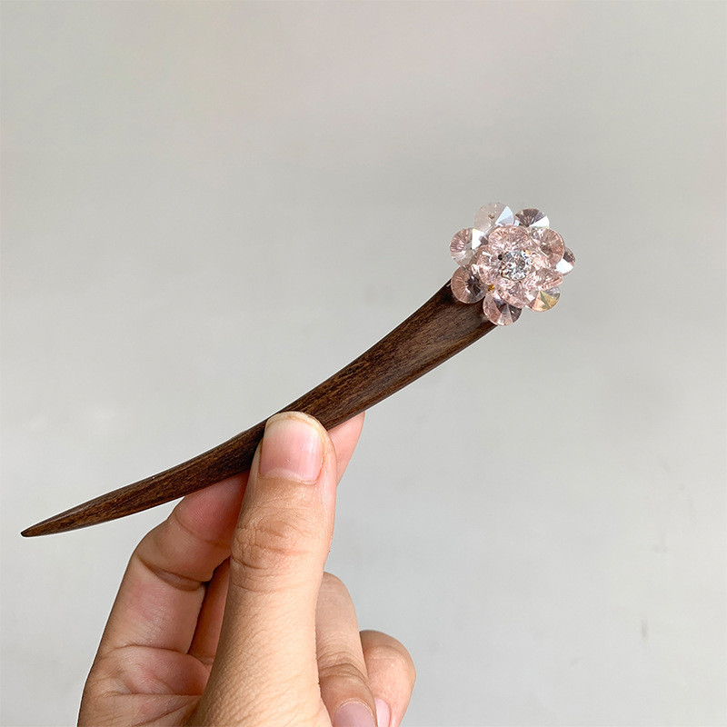 WHX [Fantasy Ice Flower] Phantom Crystal Handmade Kẹp Tóc Thời Trang Đẹp Cao Cấp Gỗ Đàn Hương Kẹp Tóc Phụ Kiện Tóc Trung Quốc Quà Tặng