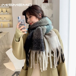 MISMEMO Phiên Bản Hàn Quốc Thu Đông Ấm Áp Dày Hai Mặt Màu Phù Hợp Với Khăn Choàng Cực Lớn Lông Tơ Giả Cashmere Tua Rua Khăn Lớn Nữ