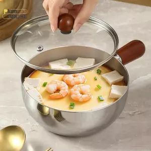 Nồi sữa bằng thép không gỉ PlumHOUSE có tay cầm bằng gỗ, nồi nấu hiệp ước, thích hợp để chiên trứng và làm nóng sữa. Làm bằng thép không gỉ S VN