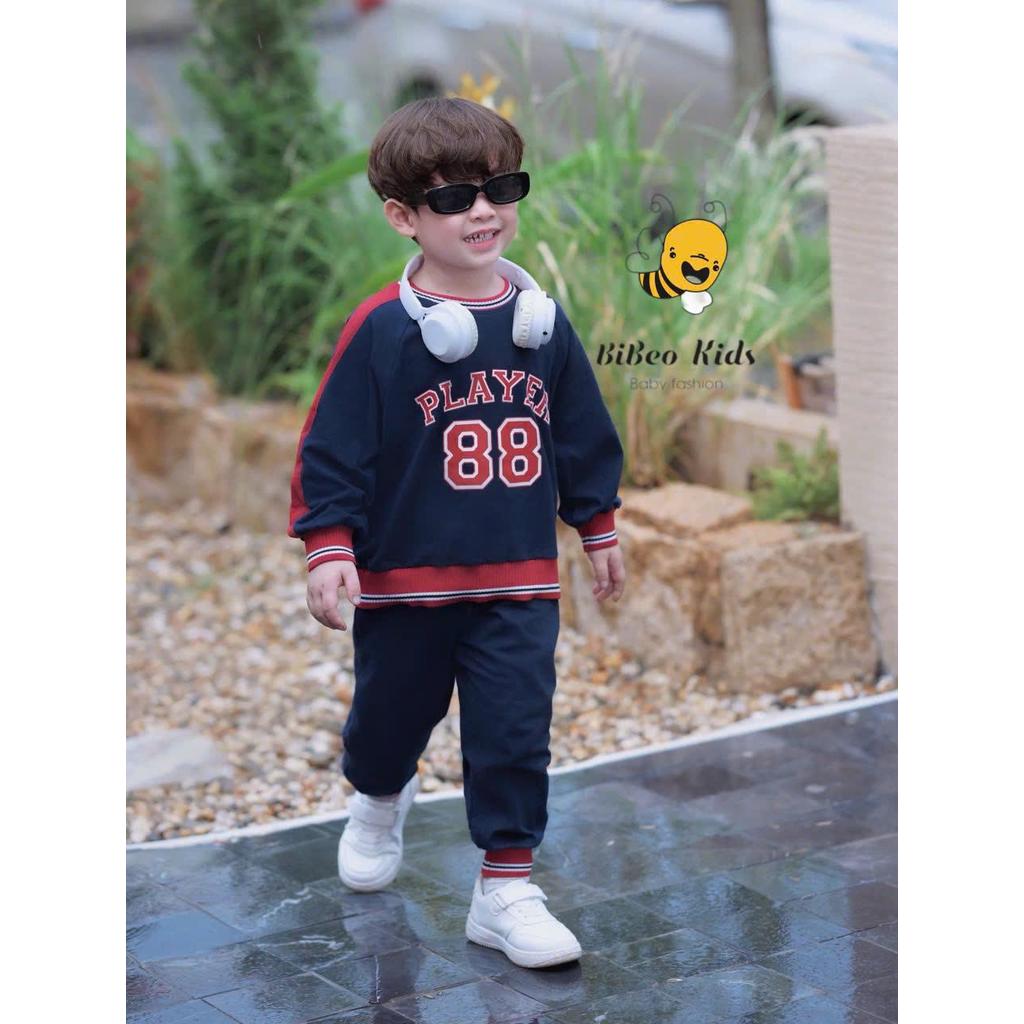 Bộ quần THU ĐÔNG THỂ THAO PLAYER 88 cho bé trai, Bộ quần áo dài tay chất cotton mềm mại cho bé