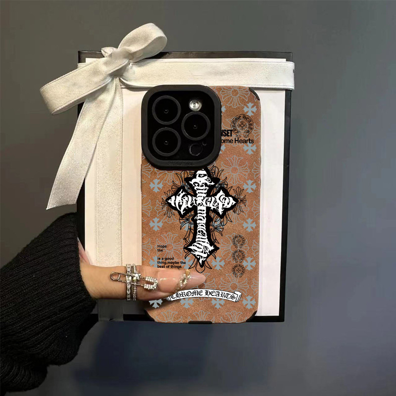 Ốp lưng họa tiết Dark Lines Cross cho iPhone 17 Pro Max/16/15 Plus/14/13/12 Pro - Da lớn