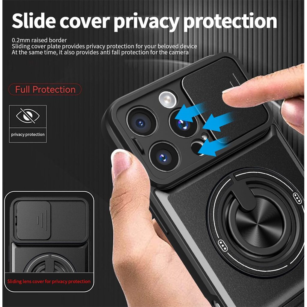 Ốp Điện Thoại Đa Năng Sang Trọng Thích Hợp Cho iPhone 16 Pro Max 14 17 13 12 11 15 Dây 360°Giá đỡ vòng có vỏ máy ảnh Vỏ bảo vệ toàn diện chống sốc