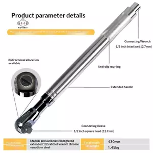Maybest 1 Cái Điều chỉnh góc căn chỉnh bốn bánh Cờ lê mở rộng điện Xe hơi 2 trong 1 Cờ lê mở rộng Ratchet tự bọc {VN}