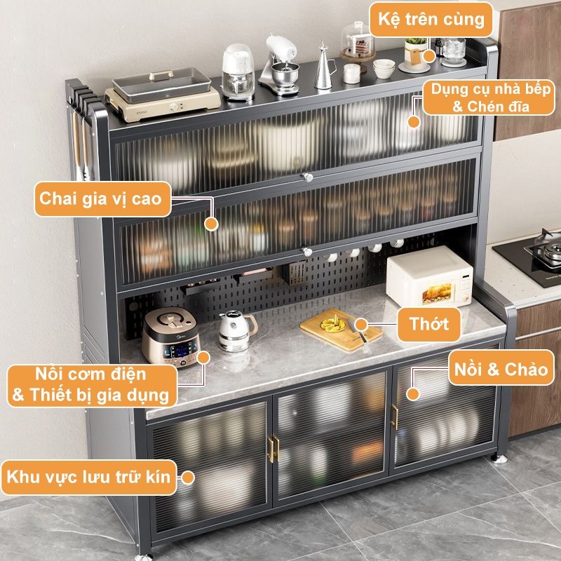 Tủ bếp chống bụi bền bỉ thép carbon Kệ bếp đa năng Bề mặt đá cẩm thạch giả Bảng Lỗ Pegboard