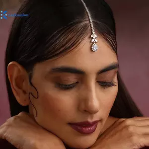 Kudosation Thời Trang Ấn Độ Cô Dâu Đầu Trước Dây Xích Mũ Phụ Kiện Cưới Lá Thanh Lịch Zircon Dây Xích Tóc Trang Sức Cho Nữ Đẹp