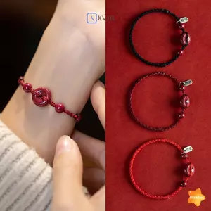 Handmade Luy Cinnabar Dây Đỏ Ping Bule Hạt Vòng Tay Dành Cho Nữ Vintage Phong Cách Trung Hoa Vòng Tay Trang Sức Quà Tặng Sinh Nhật Mới