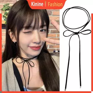 KIN Vòng cổ dây dài nhung Hàn Quốc dành cho nữ Thanh lịch dệt thắt nút thắt nơ