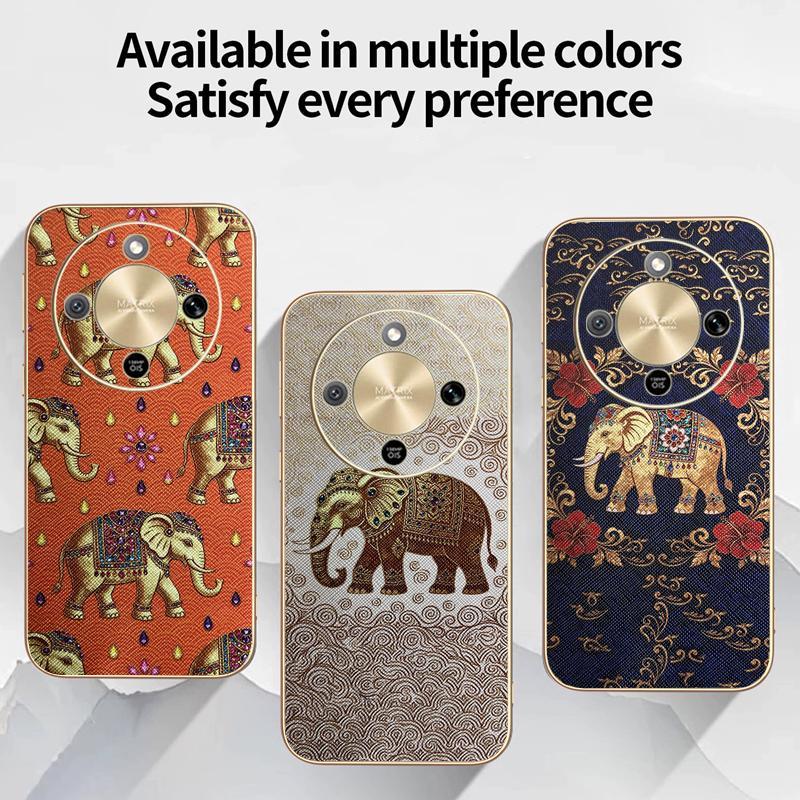 Ốp Lưng Cho Honor X9d X9C X9B Da Cao Cấp Cổ Điển Lucky Elephant Series Mạ Điện Cạnh Chống Rơi Vỏ Điện Thoại